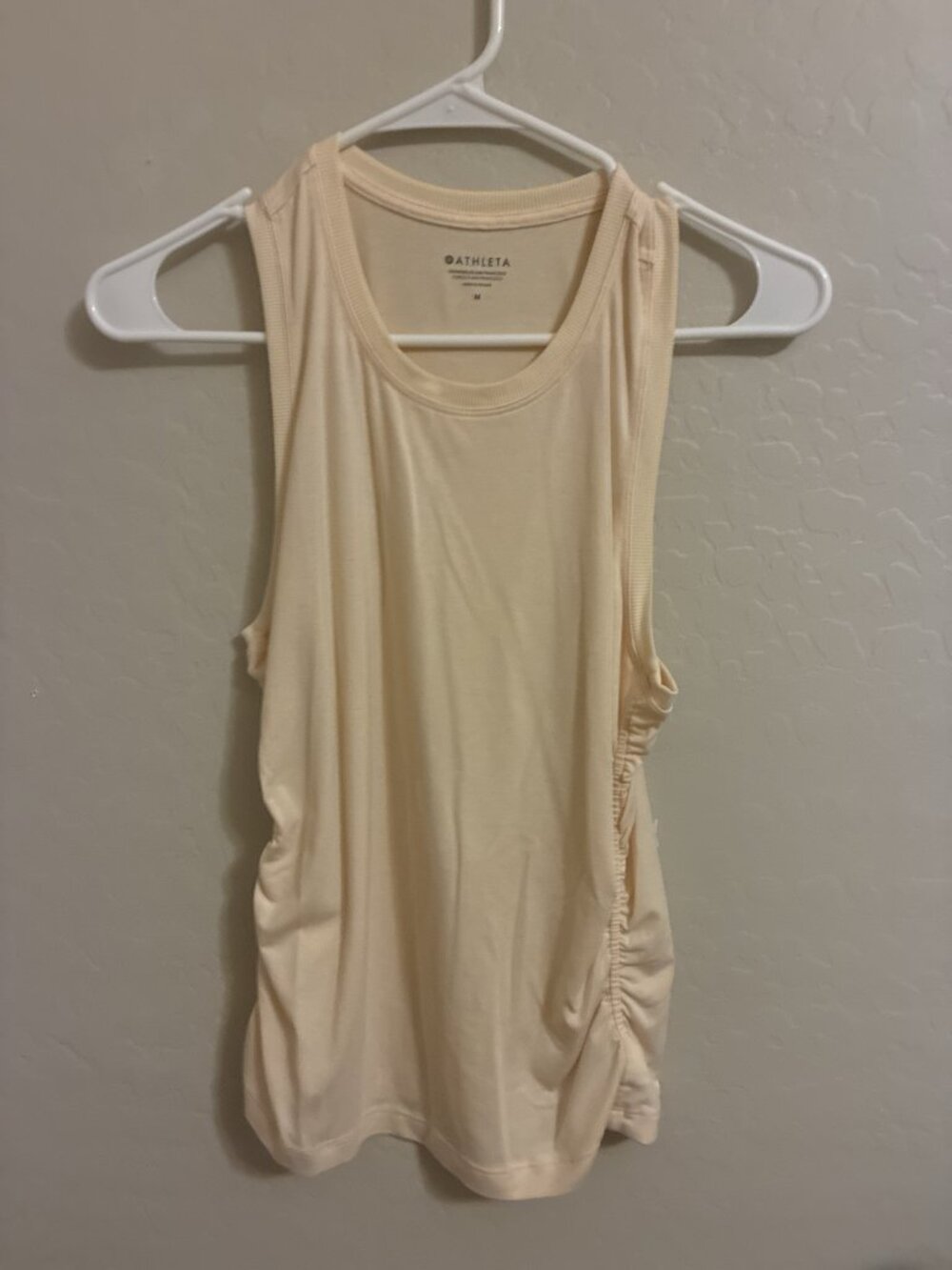 Athleta Ruched Side Racerback Tank Cream - Picture 1 of 3